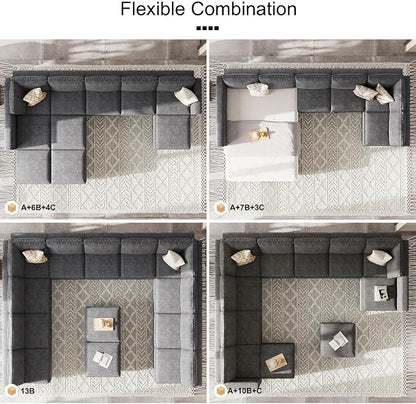 Belffin Fabric Modular Sectional Sofa Storage Ottoman Module Couch Side - Image 7