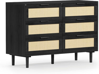 FUQARHY 6 Drawer Dresser Rattan Dresser Modern Chest - Image 8