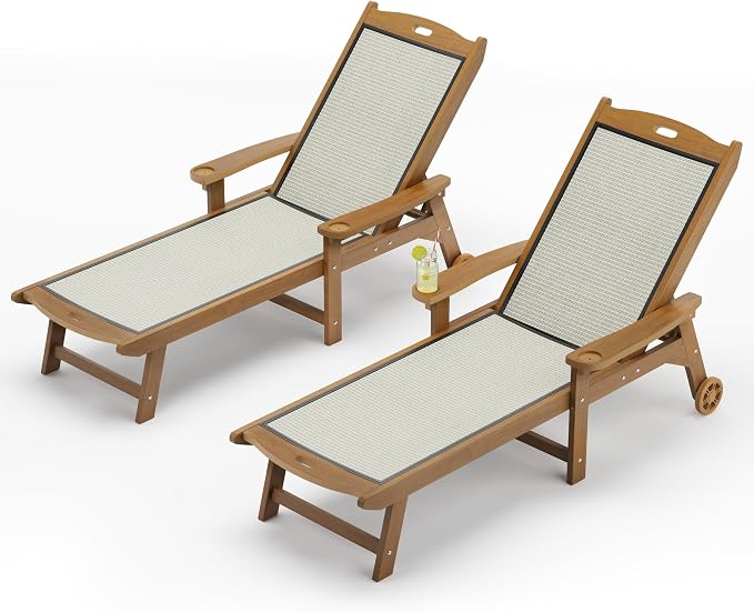 LUE BONA Chaise Lounge Chair Outdoor, HDPS and HDPE Wicker Material, Patio by LUEBONA