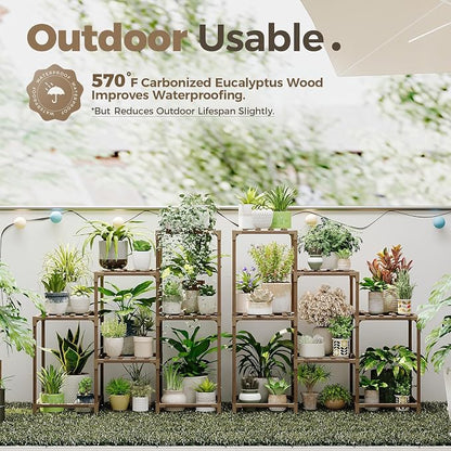 Bamworld 2 Sets of Package Plant Stands Indoor Wood Plant Shelf Outdoor Tiered - Image 2