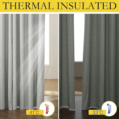 NICETOWN Grey 100% Blackout Curtain Panels, Thermal Insulated White Thermal - Image 4