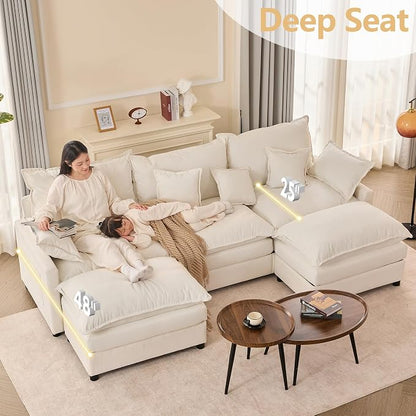 GOSUHI 108" U Shaped Couch, Modular Sectional Sofa, 3-Seater Comfy Cloud Couch - Image 5