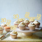 Gyufise 24Pcs Happy 30th Birthday Cupcake Toppers Glitter Thirty 30 Fabulous Vintage 1995 Cupcake Picks for 30th Birthday Wedding Anniversary Party Cake Decorations Supplies Gold
