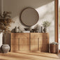 BELLEZE Sideboard Cabinet with 3 Drawers, Large Fluted Sideboard with Storage by BELLEZE