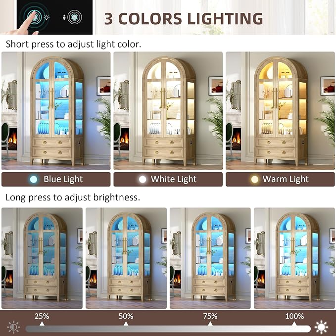Vlsrka 71" Arched Curio Cabinet - Image 3