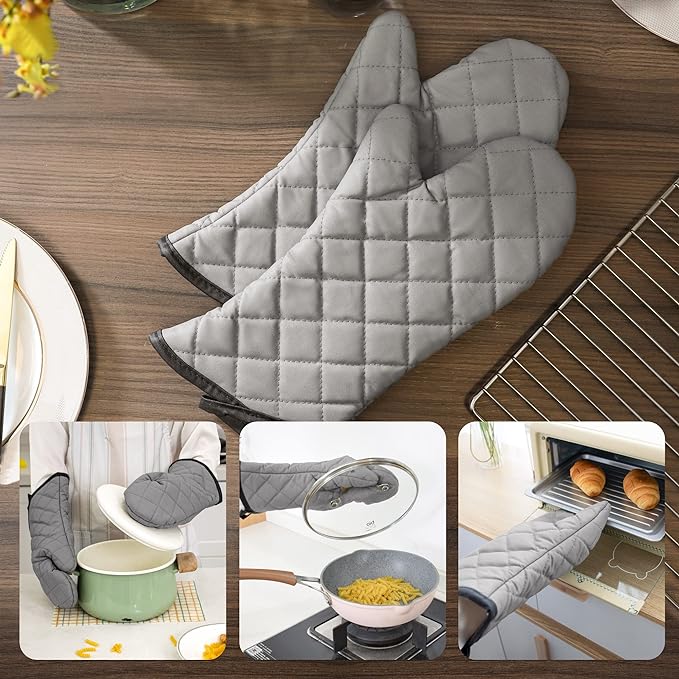 ARCLIBER Oven Mitts 1 Pair of Quilted Terry Cloth Cotton Lining,Extra Long Professional Classic Oven Mitt Heat Resistant Kitchen Oven Gloves,16 Inch
