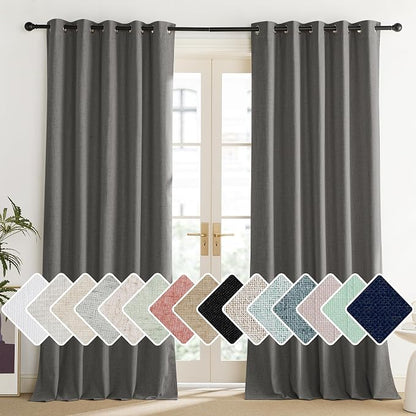 NICETOWN Grizzle Gray Vintage Linen 100% Blackout Curtains by NICETOWN