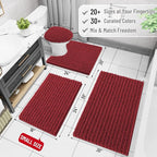 Arotive Luxury Chenille Bathroom Rug Mat, Extra Soft Thick Absorbent Shaggy Bath Rugs, Non-Slip Machine Wash Dry, Plush Bath Mats for Bathroom, Shower and Tub, 44x24, Red