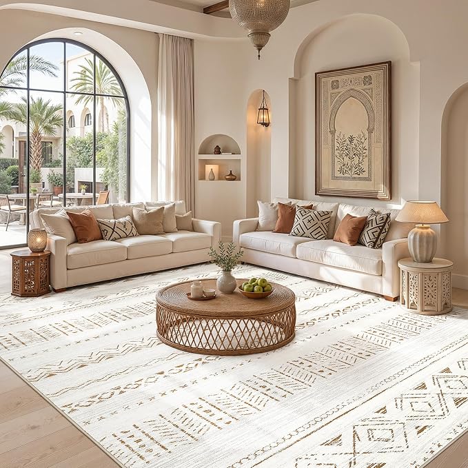 cotiled Boho 6x8 Area Rugs for Living Room: Soft Moroccan Washable Rug | Stain - Image 5
