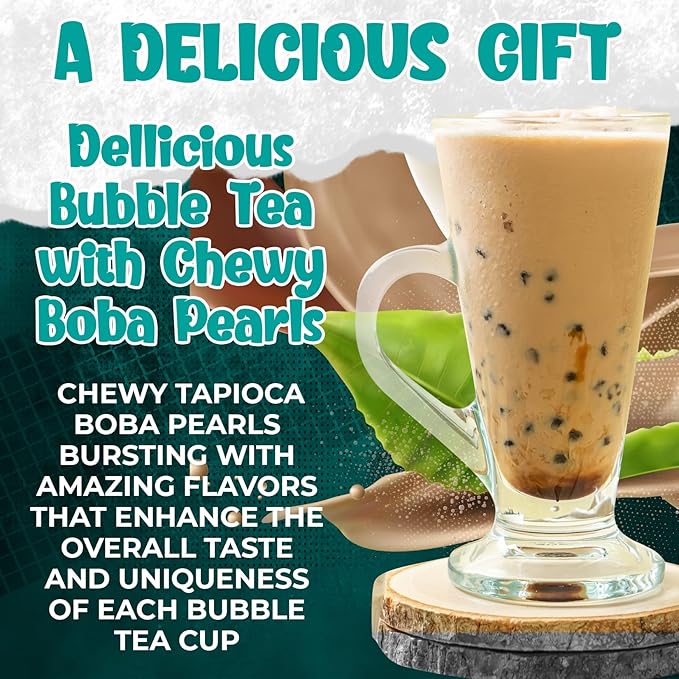 Fusion Select 5 Pack Authentic Tea Flavors Sakura, Lavender, Rose, Thai, Original Milk Tea Kit - Extra Rich Flavor Bubble Drinks, Tapioca Pearls, Straws - Complete Boba Kit