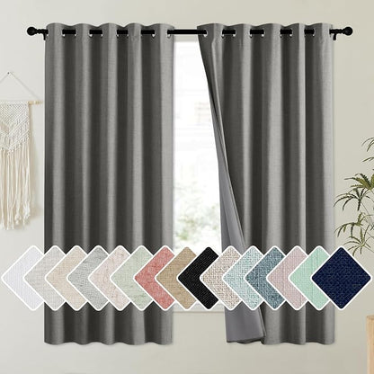 NICETOWN Grizzle Gray Vintage Linen 100% Blackout Curtains by NICETOWN