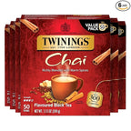 Twinings Chai Black Tea Individually Wrapped Bags, 50 Count (Pack of 6), Sweet, Savoury Spices, Caffeinated, Enjoy Hot or Iced, 300 Teabags