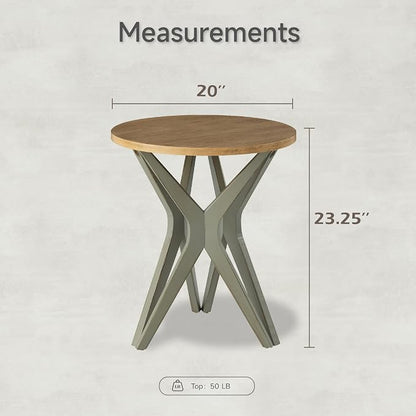 Pedestal Farmhouse End Table, Distressed Top - Image 2