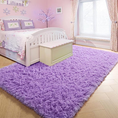 Amdrebio Purple Fluffy Kids Area Rug 4x6 - Image 5
