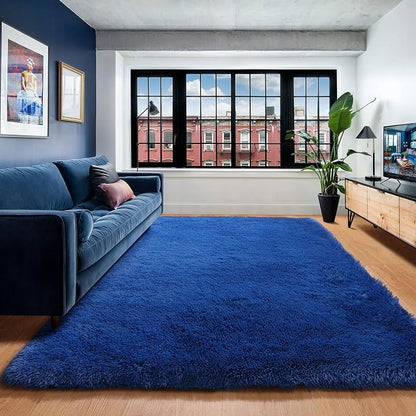 Navy Blue 6x9 Area Rugs for Living Room Bedroom, Large Fluffy Bedside Throw Rug - Image 7