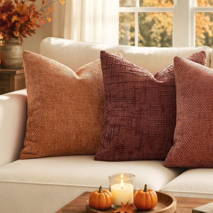 MIULEE Fall Decorative Orange Couch Throw Pillow Covers 20x20 Inch 2 Pack | - Image 2