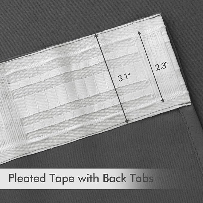MIULEE Grey Back Tab Blackout Curtains 52x72 Inches Long 2 Panels Set | Rod - Image 4