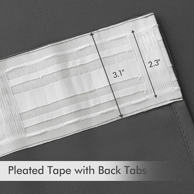MIULEE Grey Back Tab Blackout Curtains 52x120 Inch Long 2 Panels Set | Rod - Image 4