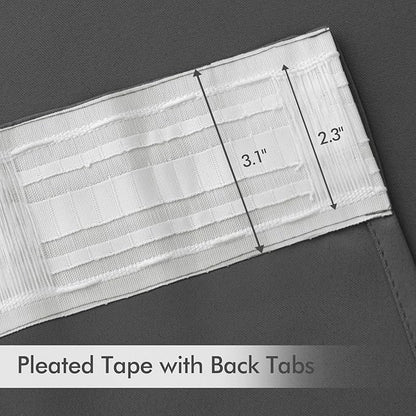 MIULEE Grey Back Tab Blackout Curtains 52x120 Inch Long 2 Panels Set | Rod - Image 4