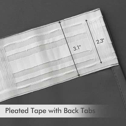 MIULEE Grey Back Tab Blackout Curtains 52x90 Inch Long 2 Panels Set | Rod - Image 4