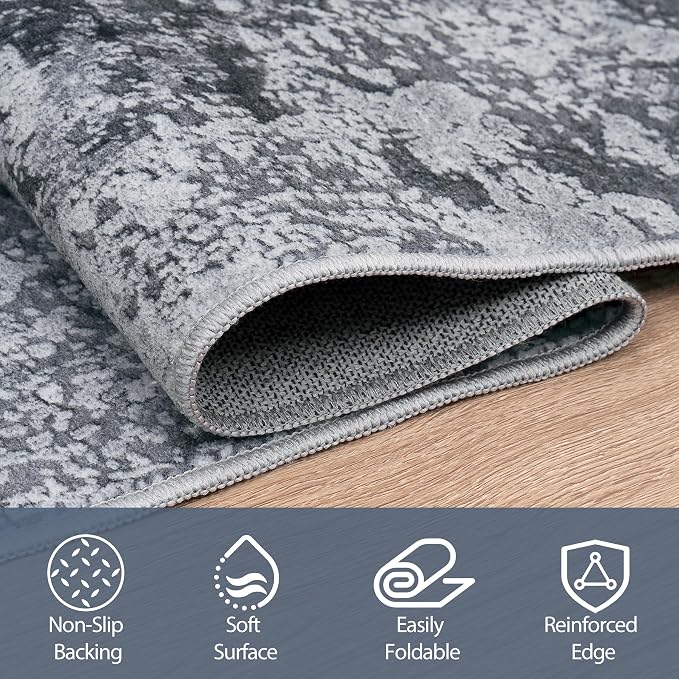 Aelenmu 5x7 Area Rugs for Living Room Washable Bedroom Dining Room Black | - Image 4