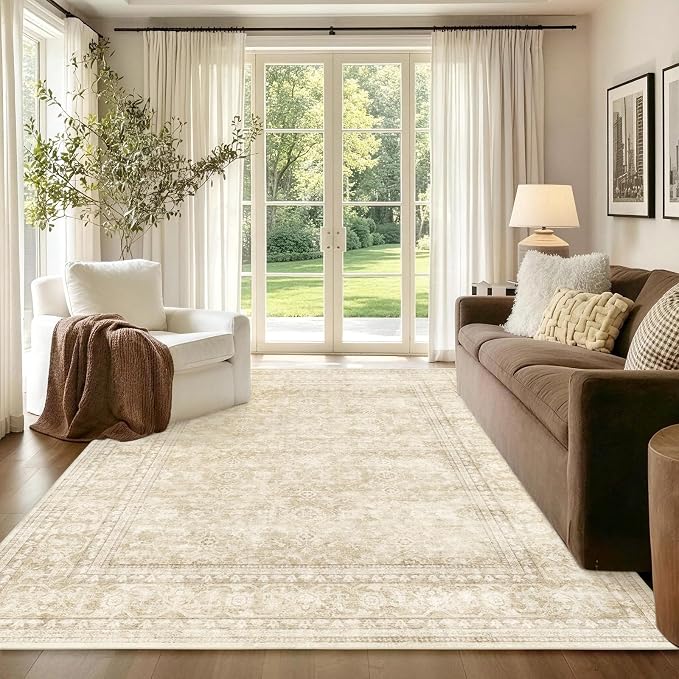 5x7 Ft Area Rugs for Living Room, Soft Non-Slip Machine Washable Rug, Vintage - Image 2