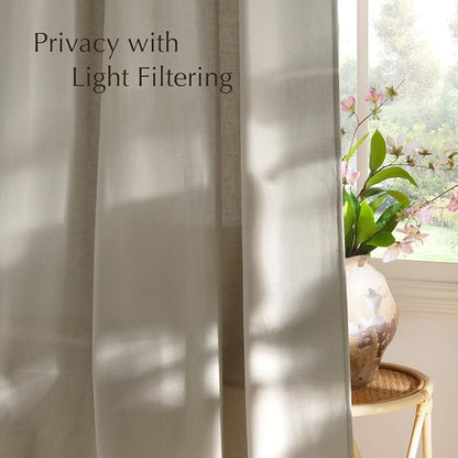 NICETOWN Cocoa Cream Linen Curtains - Image 3