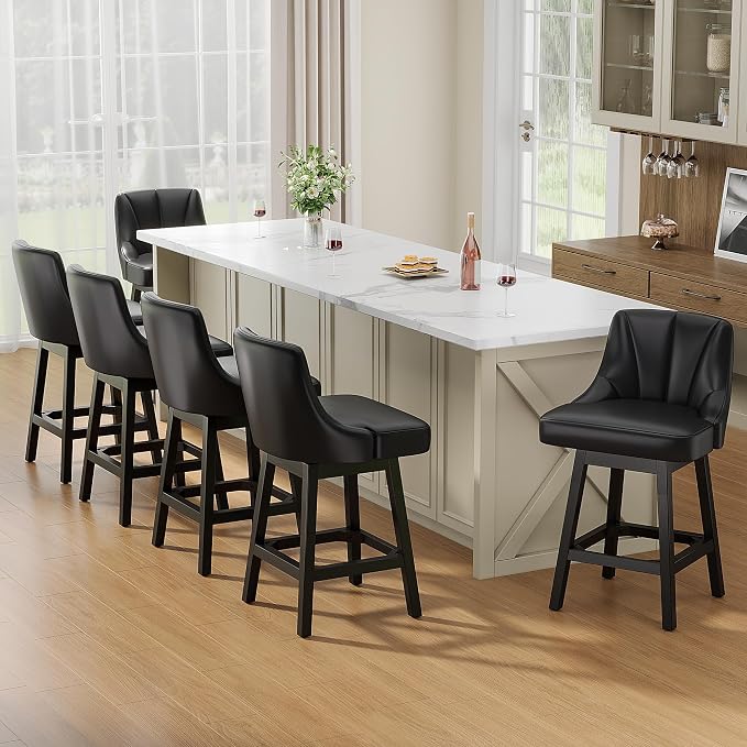 YaFiti Swivel Bar Stools Set of 3, 26 Inch Counter Height Bar Stools - Image 9