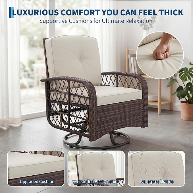Garvee 3 Pieces Patio Furniture Set, Outdoor Swivel Glider Rocker Set - Image 4