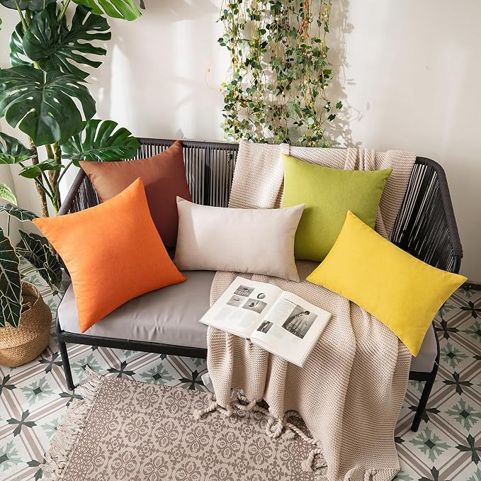 MIULEE Pack of 2 Decorative Outdoor Solid Waterproof Throw Pillow Covers Faux - Image 7