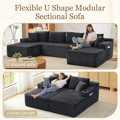 Modular Sectional Sleeper Sofa, 134 Inch Boneless Cloud Couch - Image 5