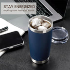 MEWAY 20oz Tumbler 8 Pack Double Wall Vacuum Insulated Travel Mug Bulk, Stainless Steel Tumblers with Lid and Straw, Durable Powder Coated Coffee Cups for Cold & Hot Drinks (Navy, 8)
