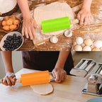 4 Pack Mini Rolling Pin for Kids, 9 Inch Wooden Handle Rolling Pin Non-Stick Silicone Rolling Pins for Children Cake Baking