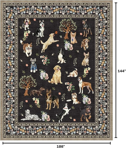 Black Floral Area Rug 9x12 for Living Room Bedroom | Low Pile; Non Slip;Machine - Image 3