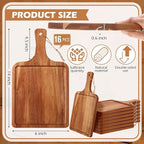 Tanlade 16 Pcs Acacia Wood Cutting Board with Handle Chopping Boards Decorative Charcuterie Platter Pizza Bread Cheese Fruit Serving Tray for Kitchen Counter Table Christmas Decorate(14 x 8 Inch)