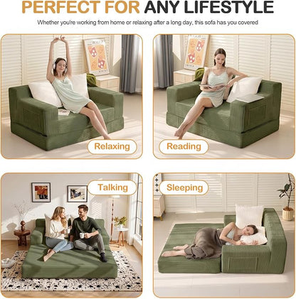 Erament Boneless Loveseat Convertible Sofa Bed, Folding Floor Futon Sleeper - Image 6