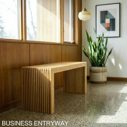 Bamboo Natural 36 inch Wooden Bench, Small Wood Benches - Image 7