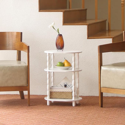 MaxSmeo White Side Table, 3-Tier Small Oval End Table, Modern Night Stand Wood - Image 2