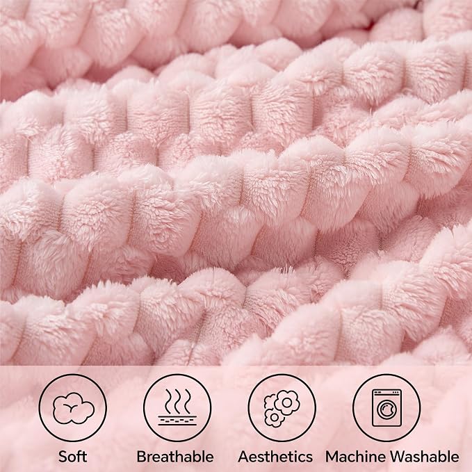 BEDELITE Pink Queen Blanket for Bed, Soft Cozy Gifts for Women, 90 * 90 | 3D - Image 3