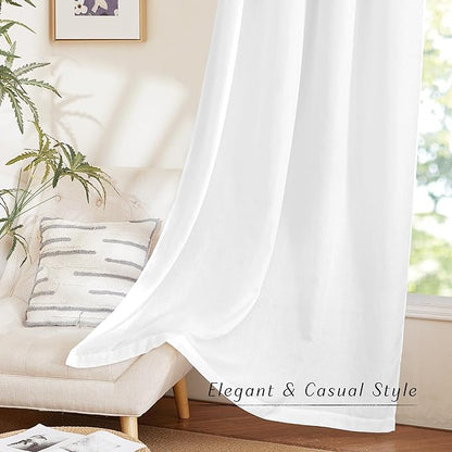 NICETOWN Linen White Curtains 96 inches Long, Grommet Thick Linen Blend Privacy - Image 6