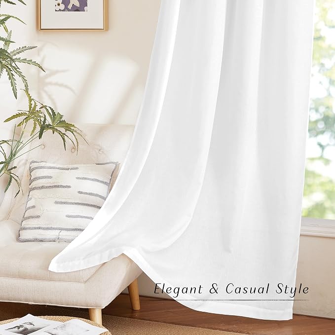 NICETOWN White Linen Short Curtains - Image 6
