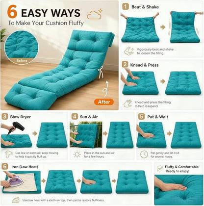 Outdoor Chaise Lounge Cushion, Waterproof 74.4x22x4.7 Inch Thick Cotton Filled - Image 8