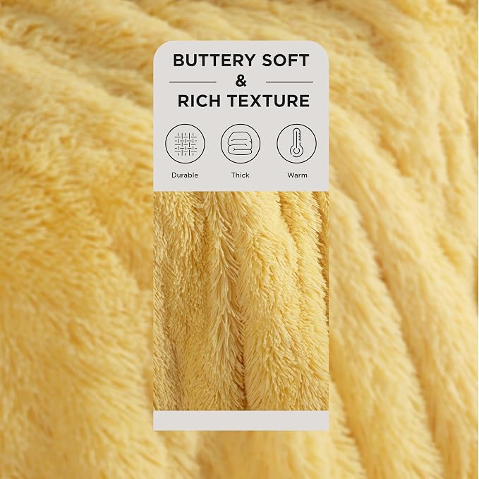 Bedsure GentleSoft Fluffy Yellow Throw Blanket, Room Decor Yellow Gifts - Image 2