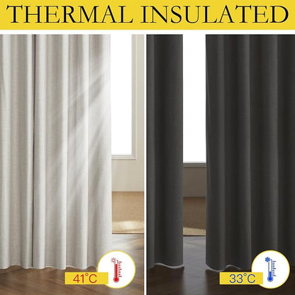NICETOWN 100% Black Out Curtains 84 inch Long 2 Panels, Linen Blend Thermal - Image 7