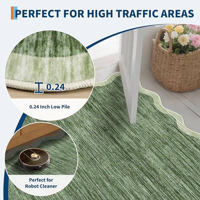 GarveeHome Scalloped Washable Rugs 9x12 Area Rug - Image 5