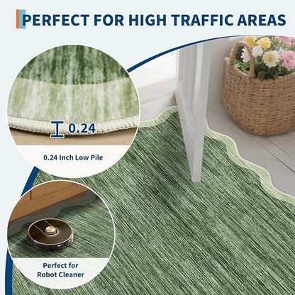 GarveeHome Scalloped Washable Rugs 9x12 Area Rug - Image 5