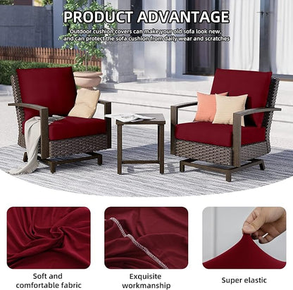 8Pcs Outdoor Cushion Covers, Elastic Patio Cushion Covers | Washable, - Image 3