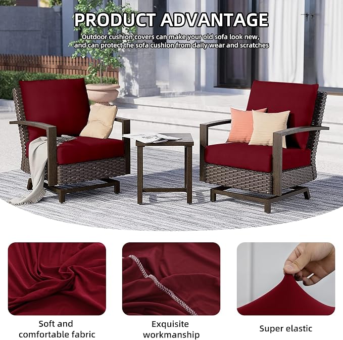 14Pcs Outdoor Cushion Covers, Elastic Patio Cushion Covers | Washable, - Image 3