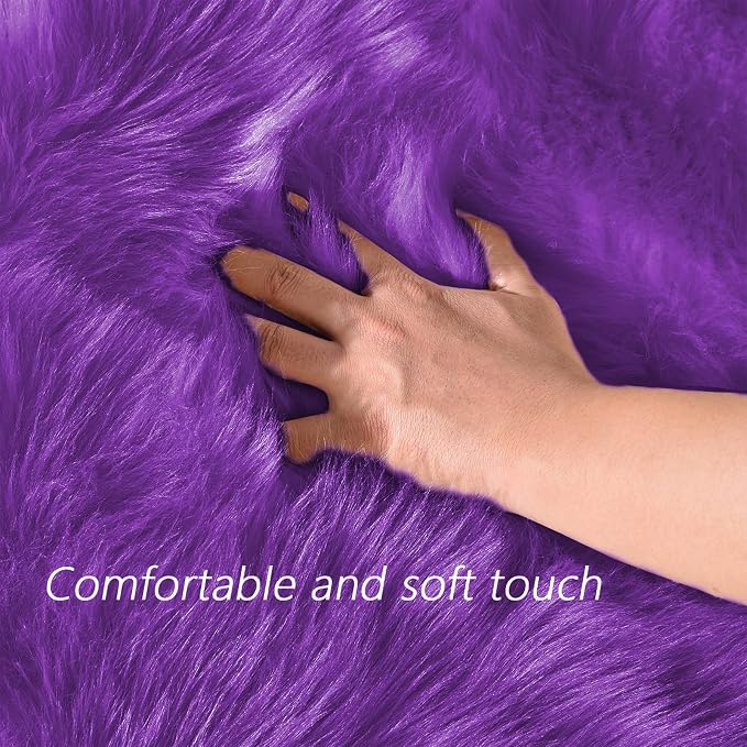 Latepis Runner 2x6 Purple Sheepskin Throw Rugs Washable Faux Fur Rug Shag - Image 5