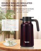 Thermal Coffee Carafe 70 oz - 36 Hour Hot Stainless Steel Carafes for Hot Liquids-Insulated Coffee Carafes For Keeping Hot/Cold Coffee, Tea, Water, Drink Dispenser for Parties(Black)